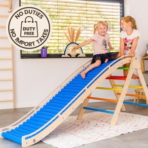 Indoor Climbing Gym Sensory Roller Slide Rainbow Rungs Kids Playroom