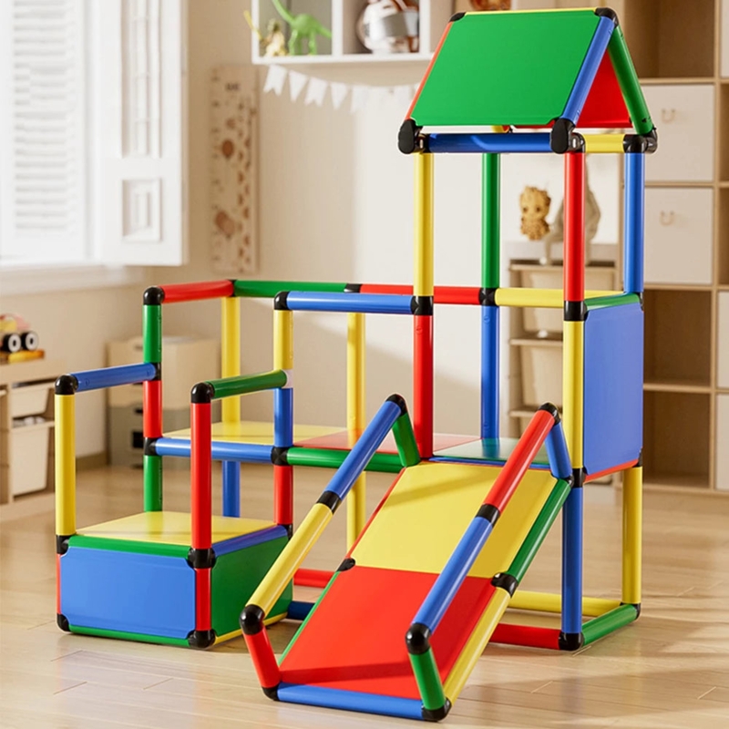 Indoor Playground Set Climbing Tubes Active Play Indoor Gym Peaked Roof