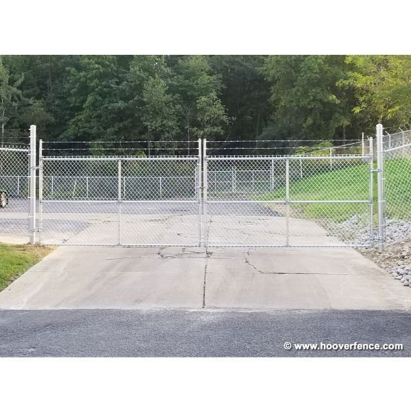 Industrial Galvanized Double Drive Gate with Barbed Wire