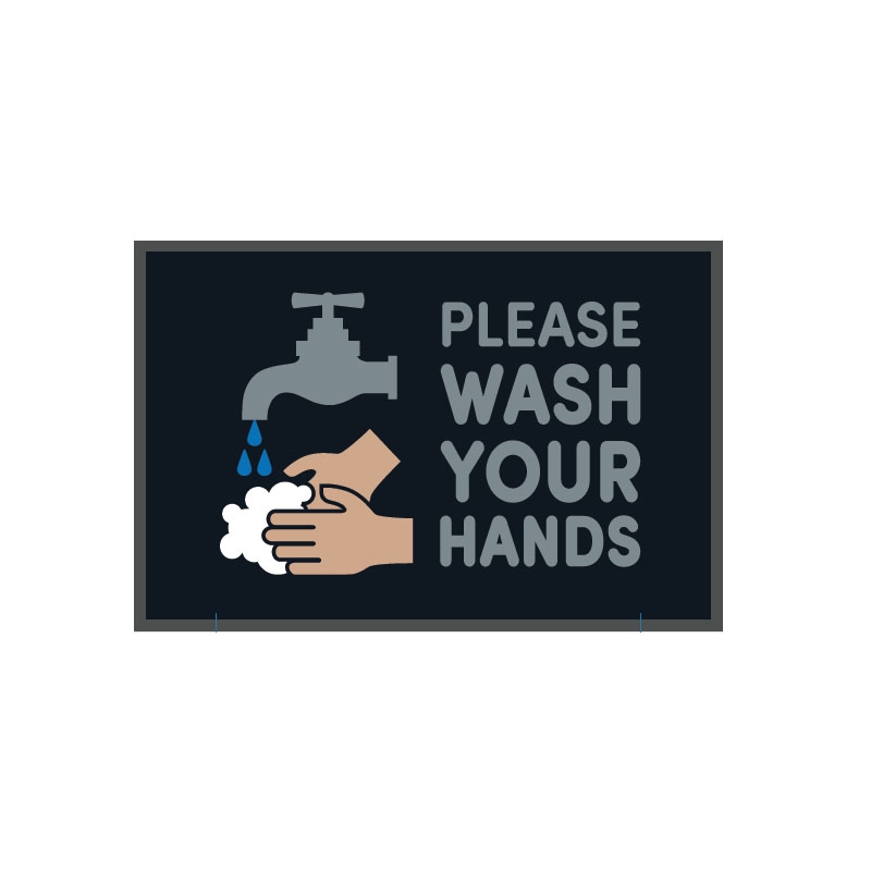 Instructional Commercial Door Mat with Hygiene Graphic
