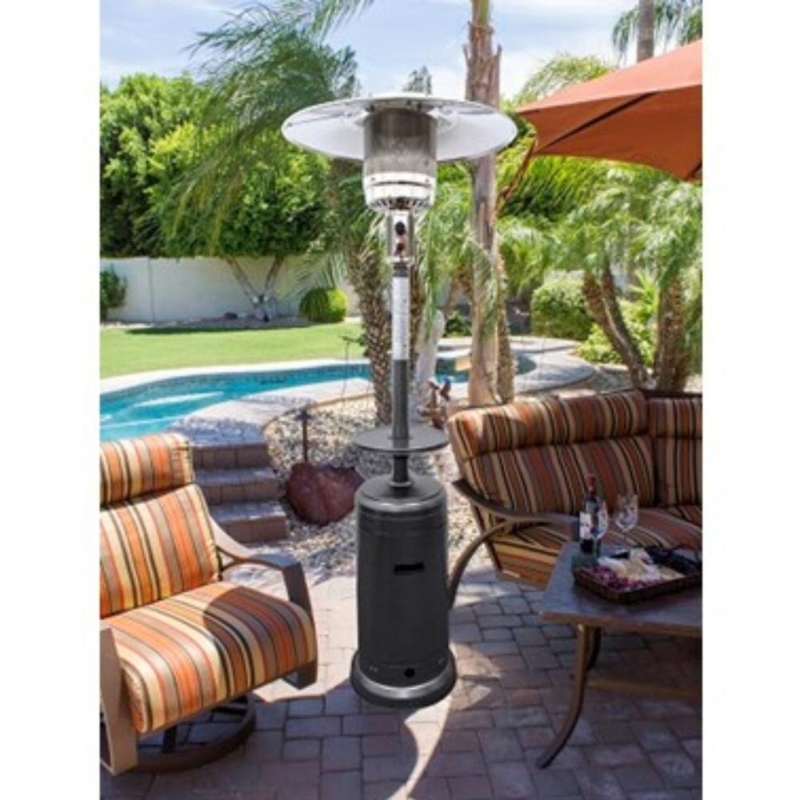 Integrated Table Tray Patio Heater, Charcoal Hammered Reflector.