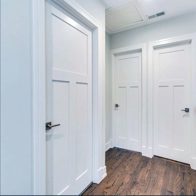 Interior Door 3-Panel Craftsman Shaker Style Transitional Hallway