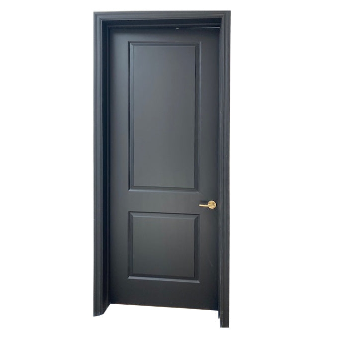 Interior Door Matte Black 2-Panel Gold Lever Handle Bold Design