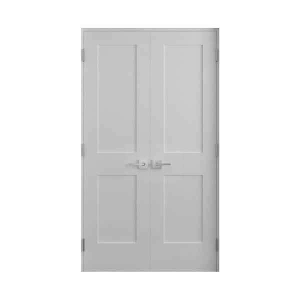 Interior Double Doors 2-Panel Silver Lever Handles Transitional
