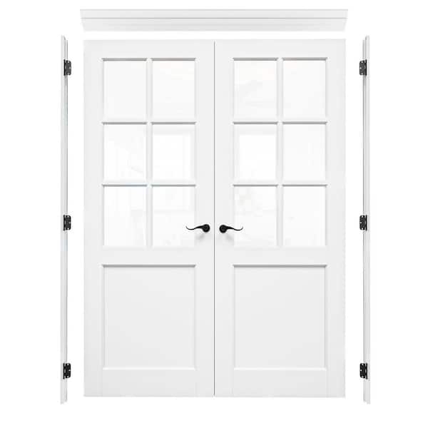 Interior Double Doors 6-Lite Glass Black Levers Modern Farmhouse