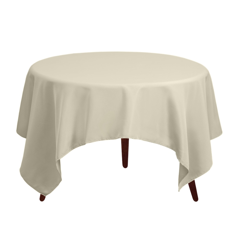 Ivory Square Tablecloth Fabric Round Table Drape Classic Elegant