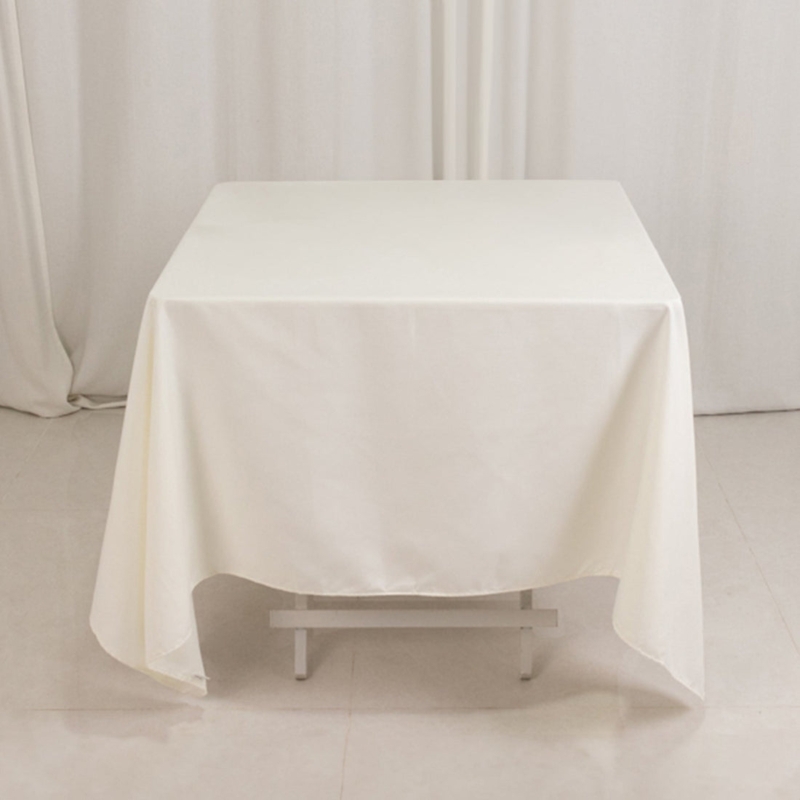 Ivory Square Tablecloth Matte Fabric Elegant Floor Length Drape