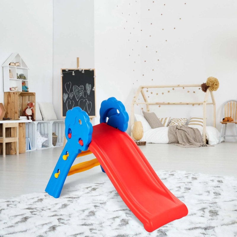 Kids Slide Cloud Shaped Sides Whimsical Style Primary Colors Plastic