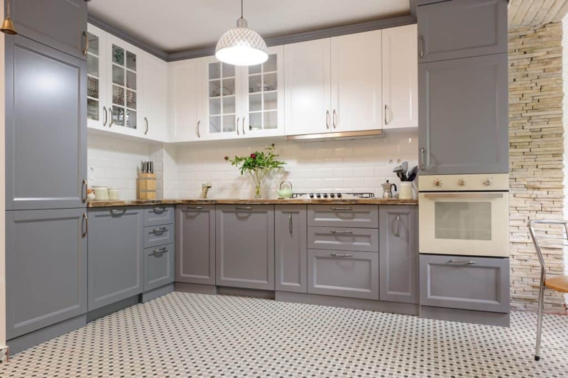 Kitchen Cabinetry Two-Tone Shaker Grey White Transitional