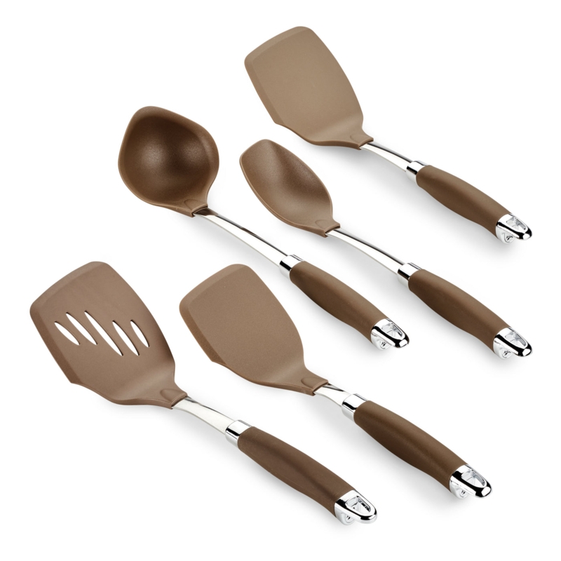 Kitchen Utensil Set Suregrip Handles Bronze Metal Shafts 5 Piece