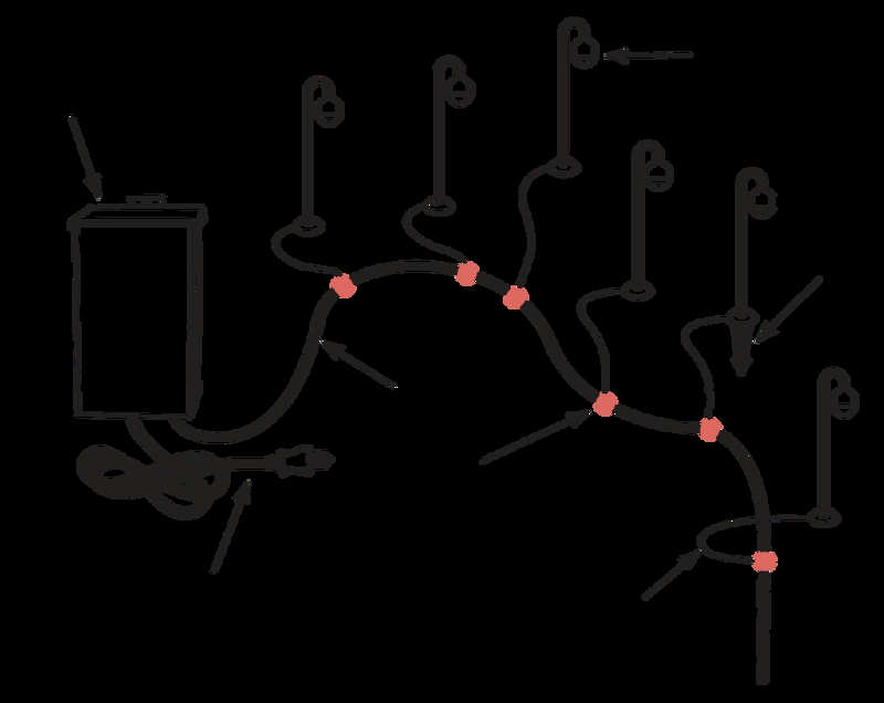 Landscape Lighting System Schematic Low-Voltage Daisy Chain Diagram