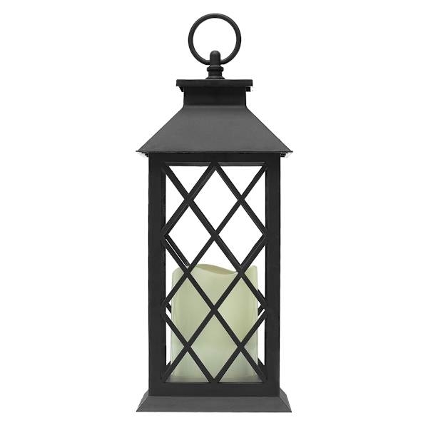 Lantern Diamond Lattice Matte Black Integrated LED Candle