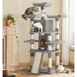 Large Cat Activity Center with Multi-Condo Design and Padded Perches