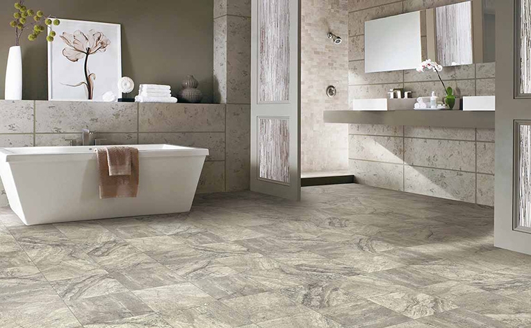 Large Format Grey Stone Porcelain Tile for Minimalist Spa Bathroom