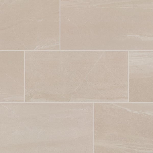 Large Format Tile Taupe Stone Look Matte Staggered Layout