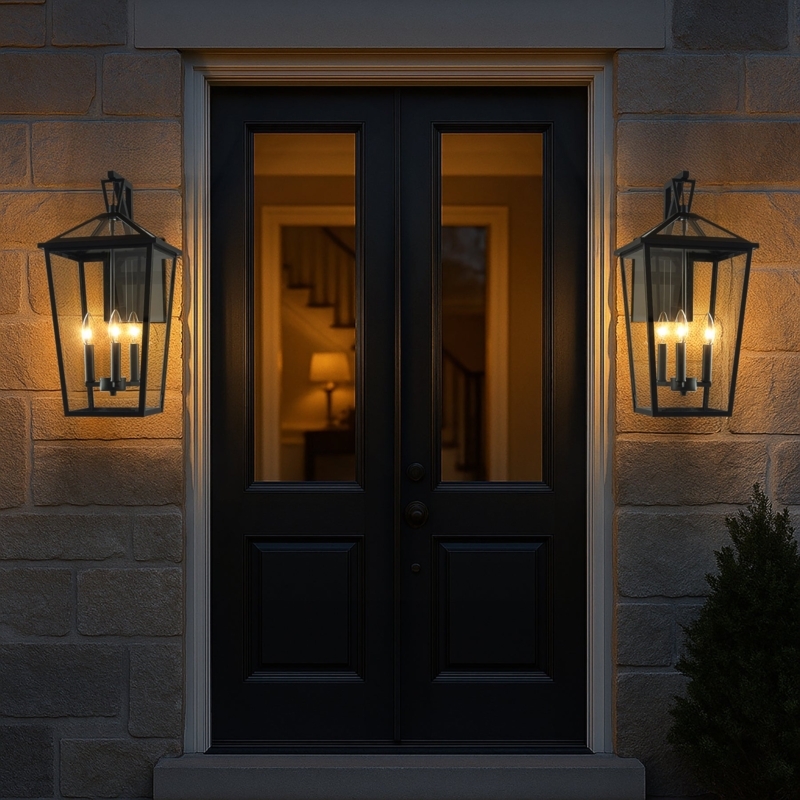Large Scale Outdoor Wall Lantern, Open Bottom Carriage Style