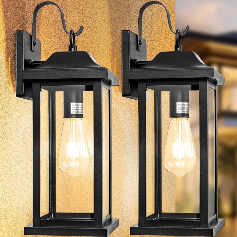 Large Scale Outdoor Wall Sconce with Curved Arm Hook Industrial