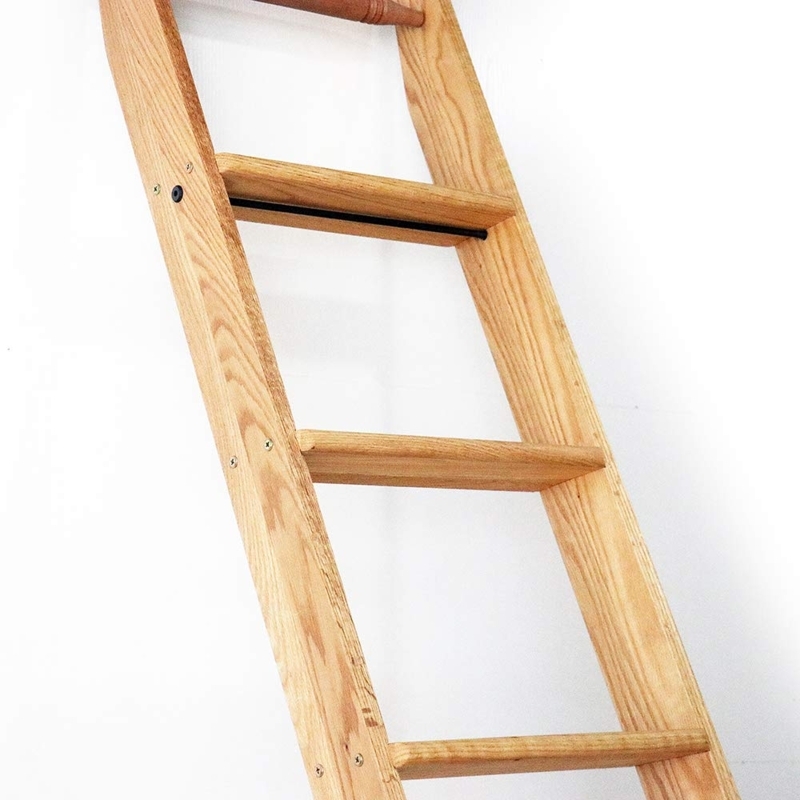 Library Ladder Natural Wood Flat Steps Slanted Design Visible Grain Kit