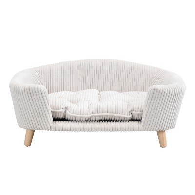 Light Gray Pet Sofa Bed, Corduroy Texture, Mid-Century