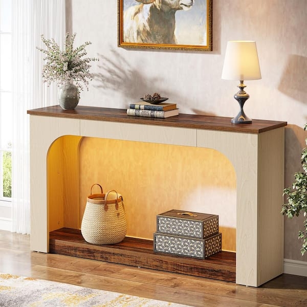 Lighted Console Table Arched Niche Two-Tone Entryway