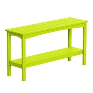 Lime Green Console Table Slatted Top Lower Shelf Modern
