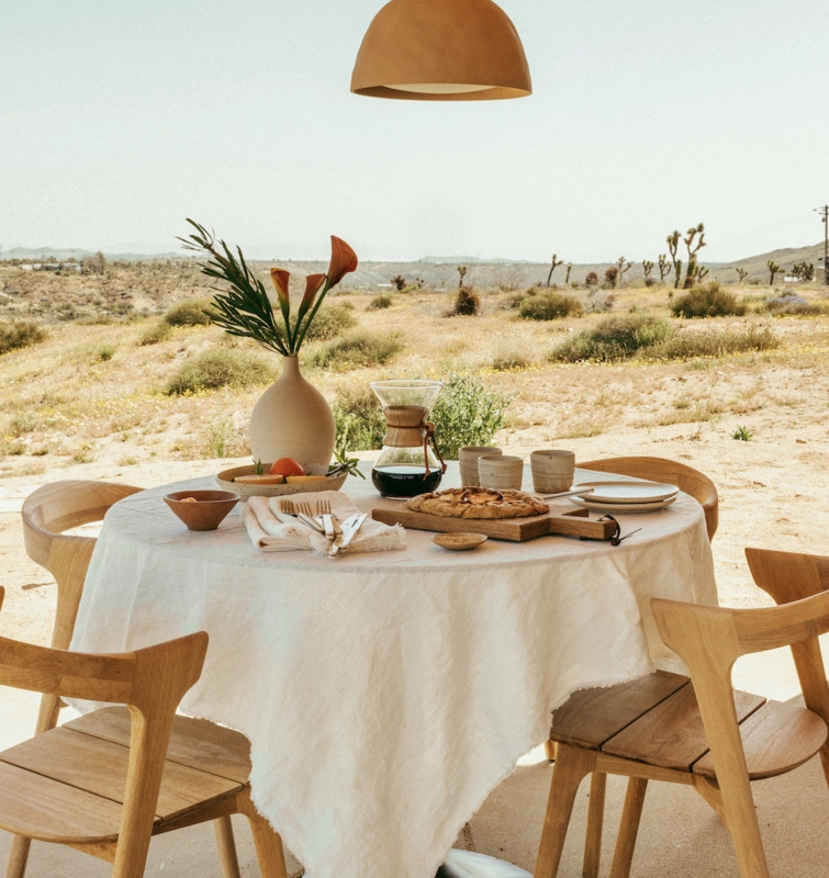 Linen Table Throw White Fringed Edges, Rustic Desert Style