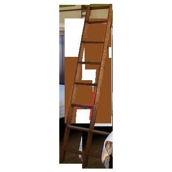 Loft Ladder Honey Oak Finish Flat Rungs Top Hooks Angled Design Bedroom