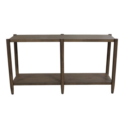 Long Console Table Mid-Century Modern Six Tapered Legs Two Tier