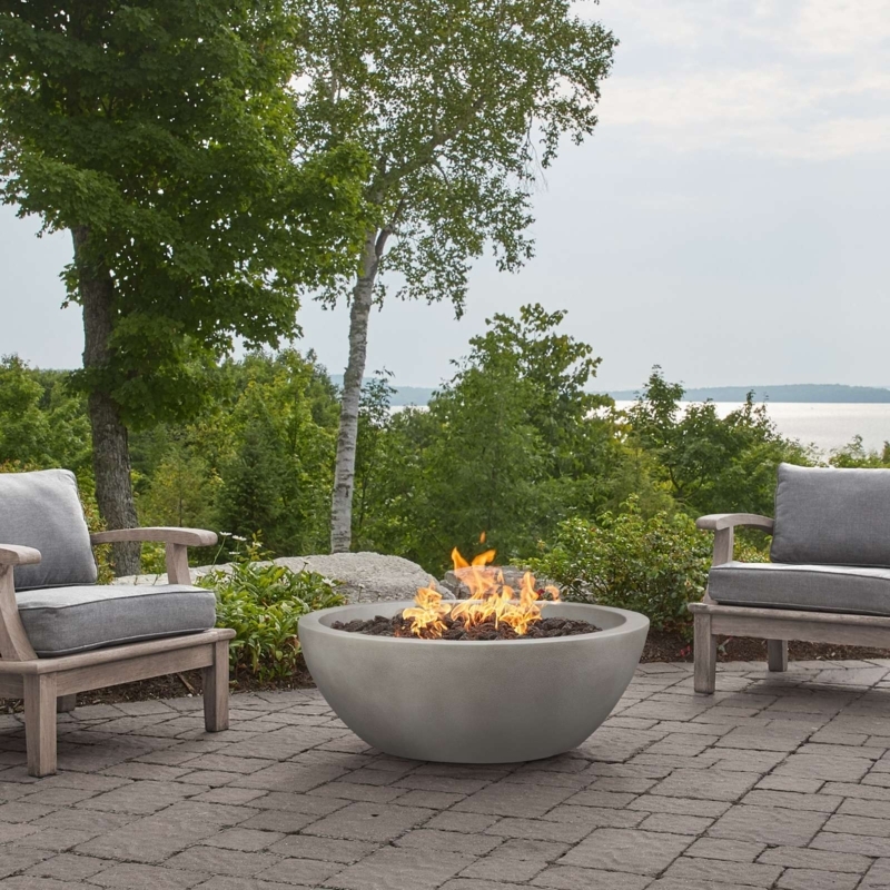 Low Profile Fire Bowl Grey Stone Look Lava Rock Filler