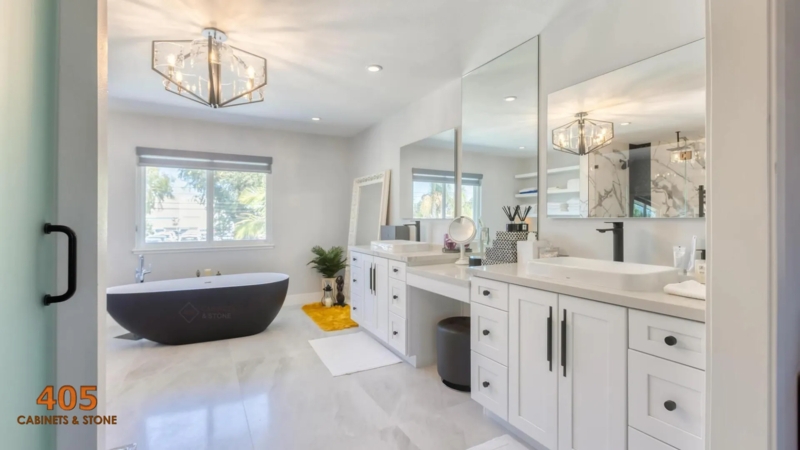 Luxury Bathroom Vanity with Lowered Makeup Desk