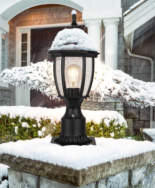 Matte Black Outdoor Post Light Filament Bulb Carriage Style