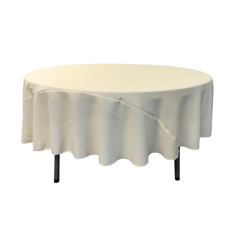 Matte Round Tablecloth Ivory Poplin Floor Length Classic Dining