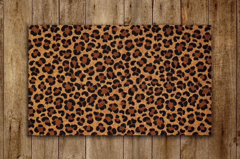 Maximalist Rustic Coir Doormat Bold Leopard Print