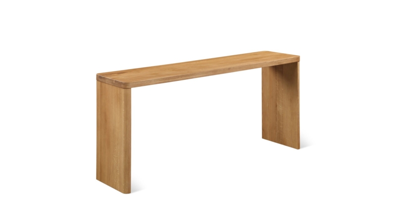 Minimalist Accent Table Slab Legs Rounded Corners Light Finish