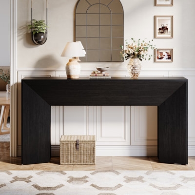 Minimalist Black Console Table with Mitered Joints & Extra Long Profile