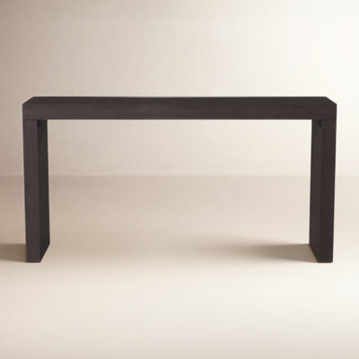 Minimalist Charcoal Console Table with Thick Slab Legs & Monolithic Form