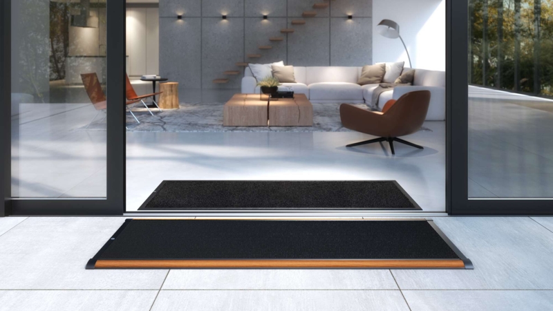 Minimalist Doormat Charcoal Ribbed Extra Large Sliding Glass Door