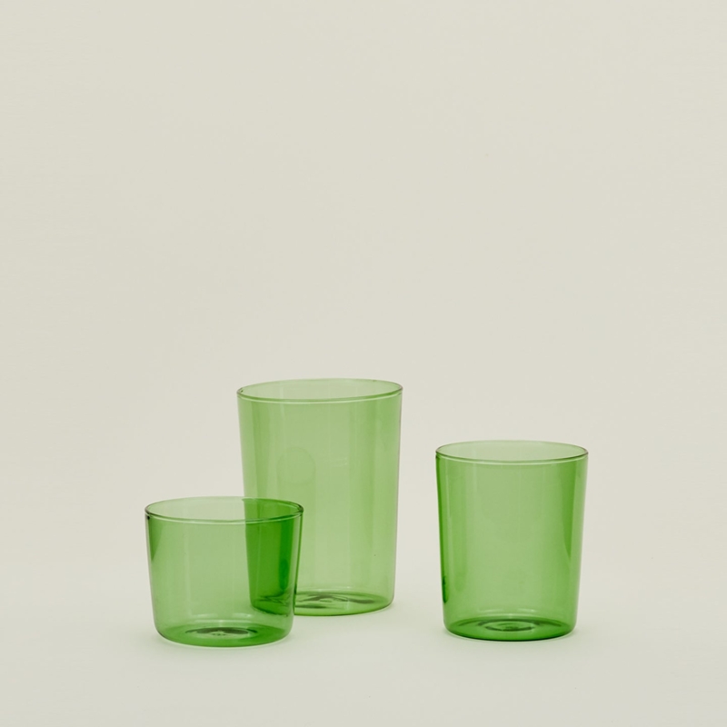 Minimalist Green Drinking Glass Set featuring Graduated Heights