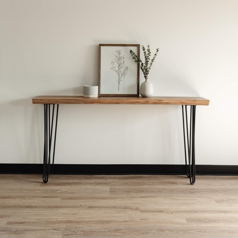 Minimalist Live Edge Console Table Hairpin Legs
