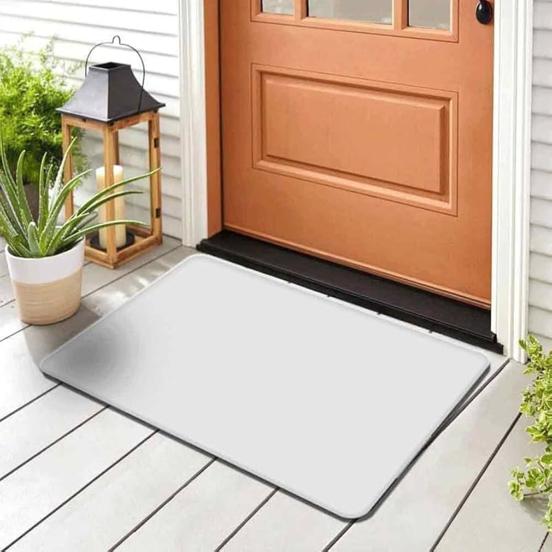 Minimalist White Entry Mat with Rounded Corners