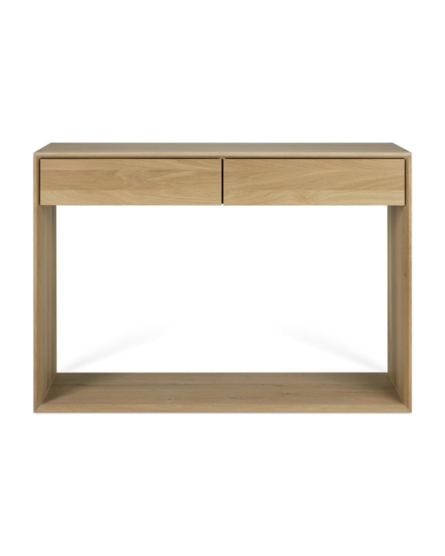 Minimalist Wood Console Table Handleless Drawers Box Silhouette