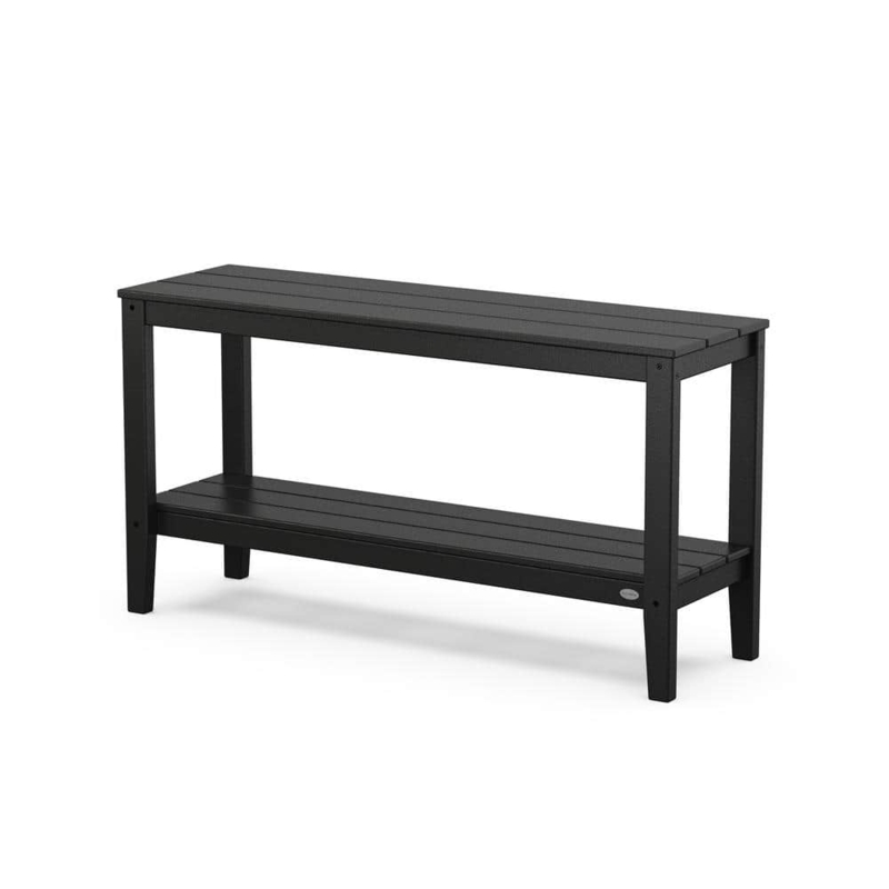 Modern Black Console Table Matte Slatted Lower Shelf