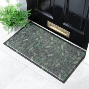 Modern Doormat Charcoal Green Palette Low Profile Edge Botanical