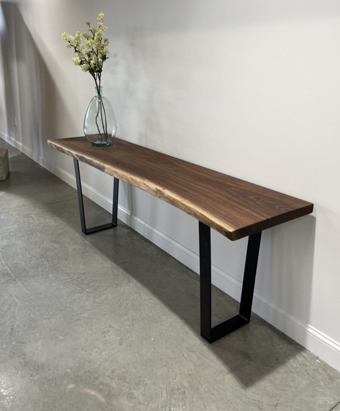 Modern Industrial Console Table Black Sled Legs