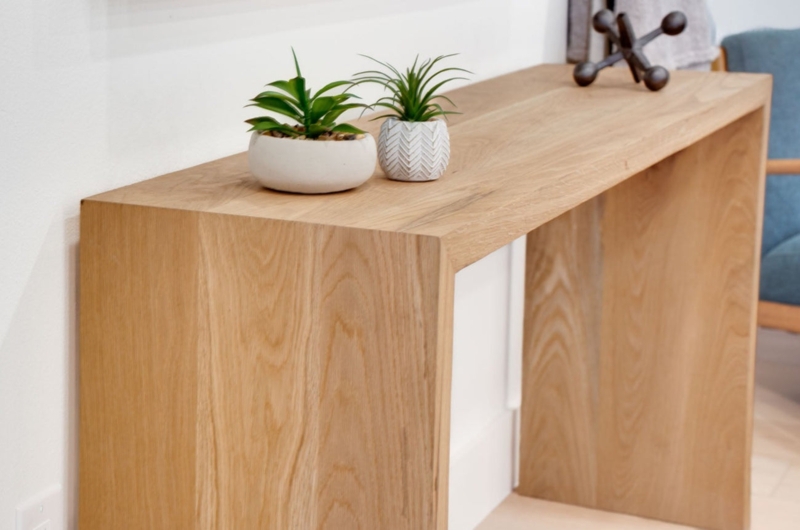 Modern Waterfall Console Table Minimalist Natural Wood