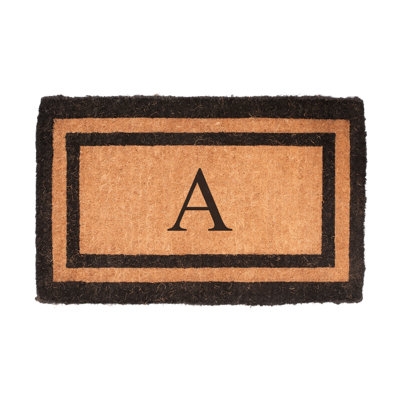 Monogrammed Doormat Serif 'A' Double Border Transitional Front Door Mat