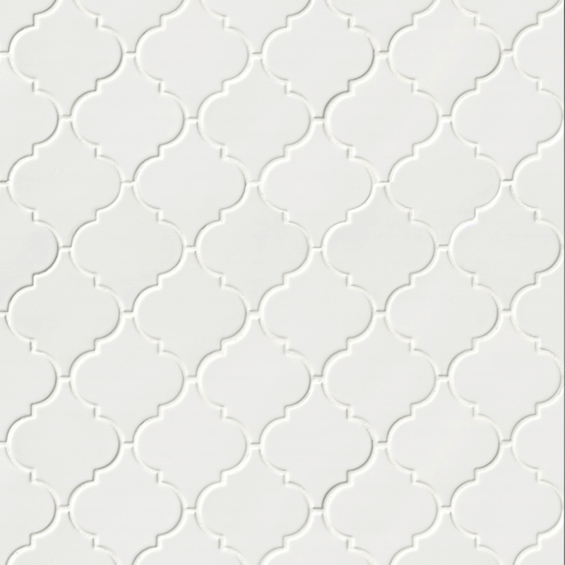 Mosaic Tile Ceramic Look Whisper White Arabesque Pattern