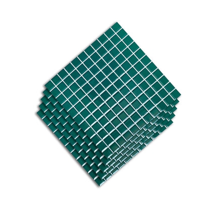 Mosaic Tile Deep Teal Color Glossy Grid Ceramic Sheets