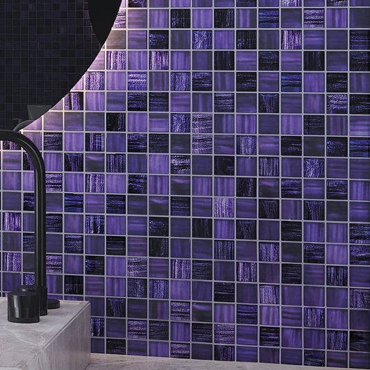Mosaic Tile Iridescent Glass Textured Purple Varied Tones Glam