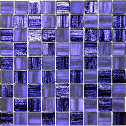Mosaic Tile Iridescent Mixed Texture Linear Grain Glass Violet Grid